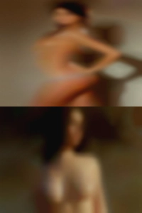 Nude woman holding girls carp.